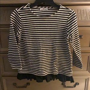 Vineyard Vines Textured Stripe Ruffle Hem Top